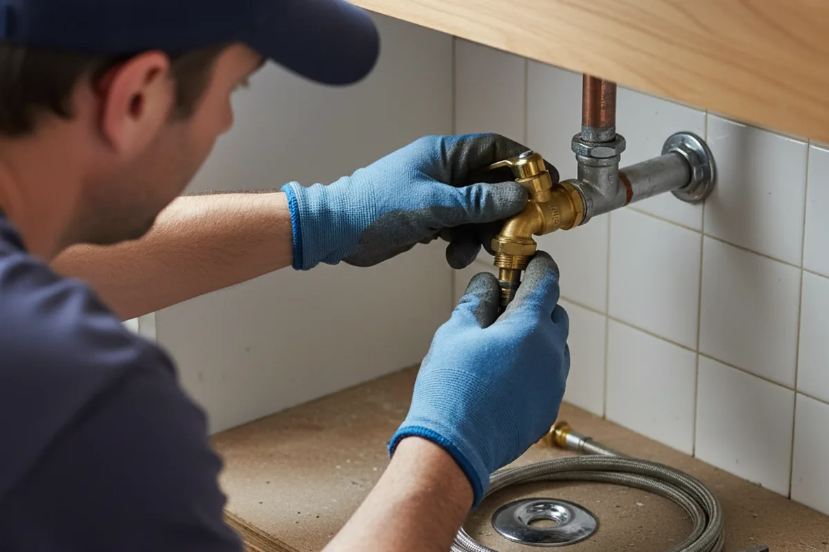 Shutoff valve and fitting work during Burst Pipe Repair in Livingston